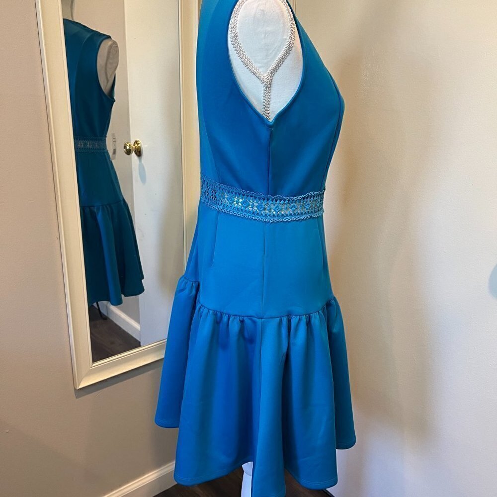 NWT Alexia Admor Blue Justine Sleeveless Dropped Waist mini dress, Size Small - Picture 7 of 16